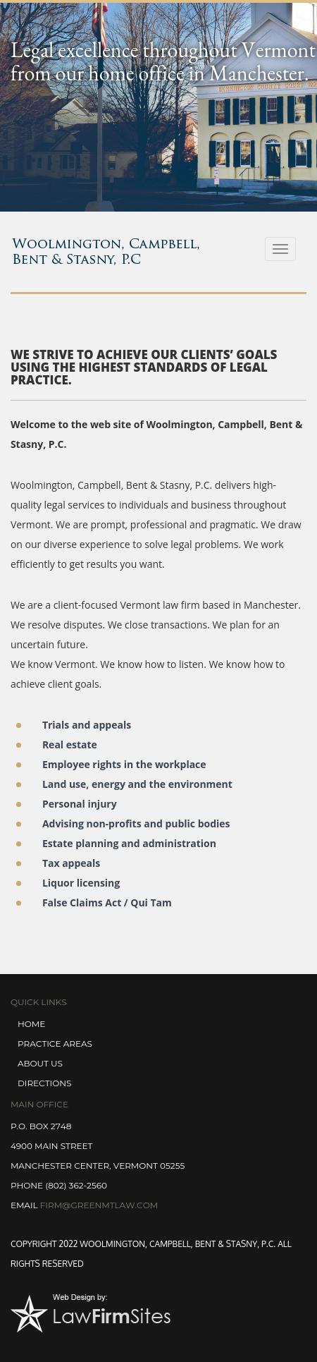 Woolmington, Campbell, Bent & Stasny, PC Manchester Center, VT Office