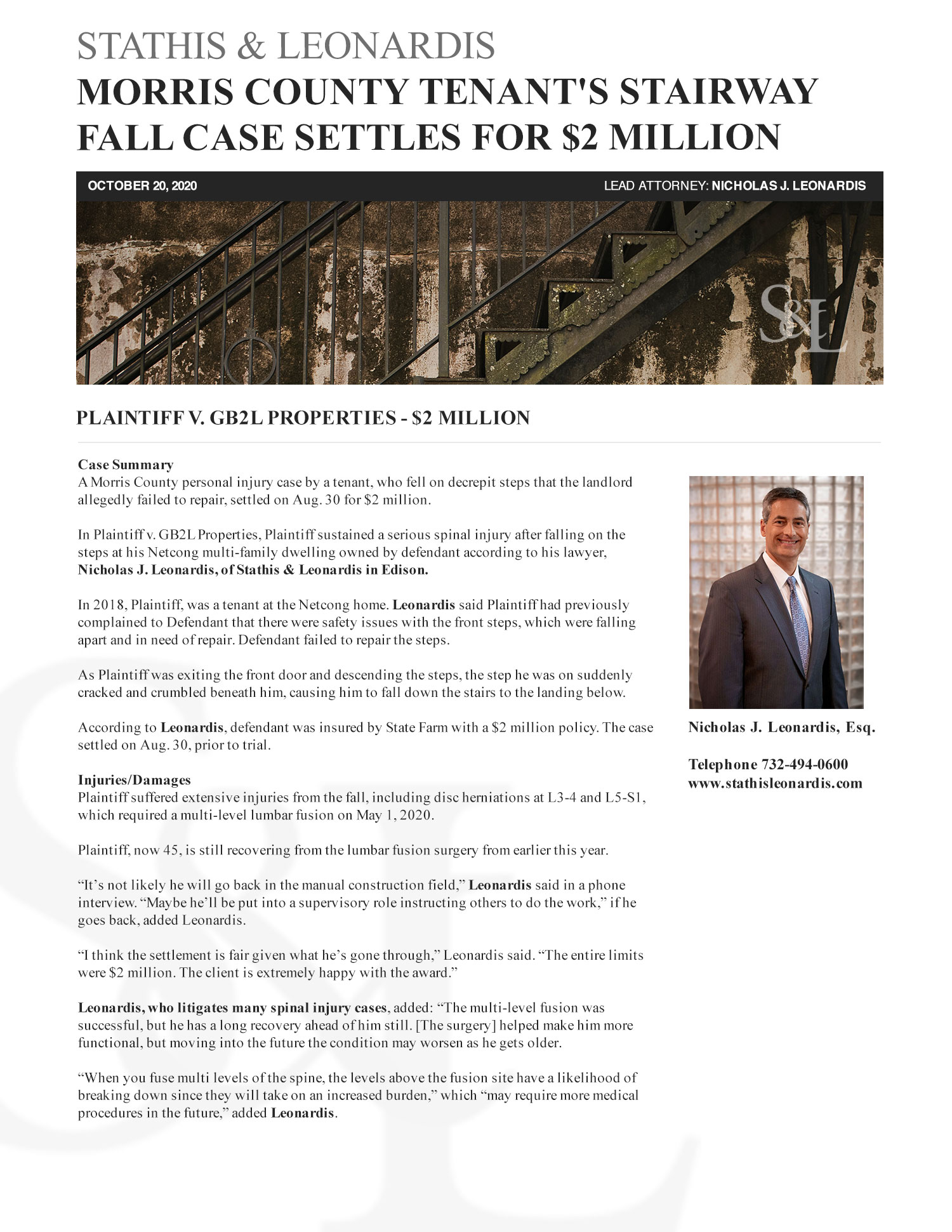 Stathis & Leonardis, LLC Edison, NJ Office