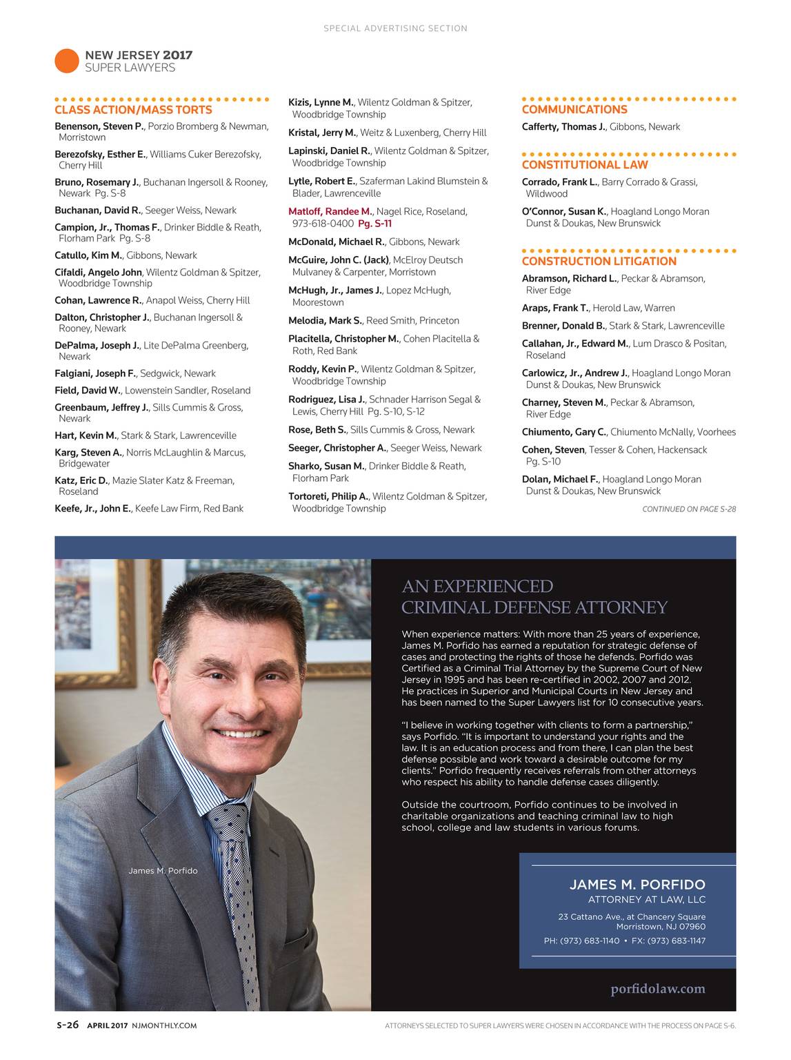 James M. Porfido Law Offices Morristown, NJ Office