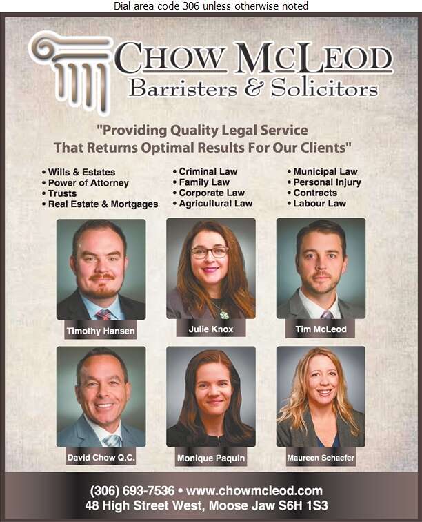 Chow McLeod Barristers & Solicitors Inc Moose Jaw, Canada Office