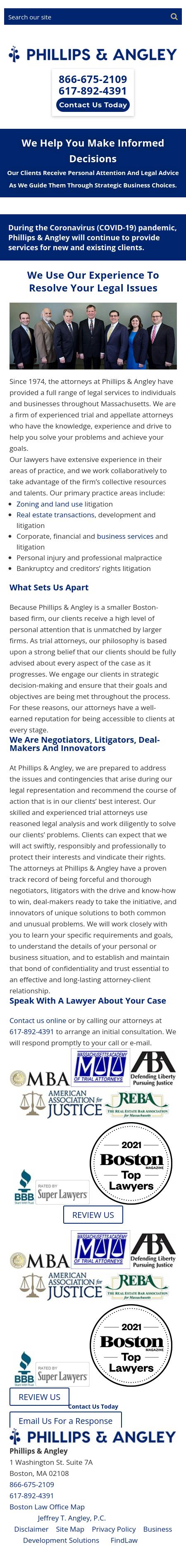 Phillips & Angley, Attorneys At Law Boston, MA Office