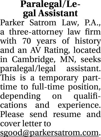 Parker Satrom Law, P.A Cambridge, MN Office
