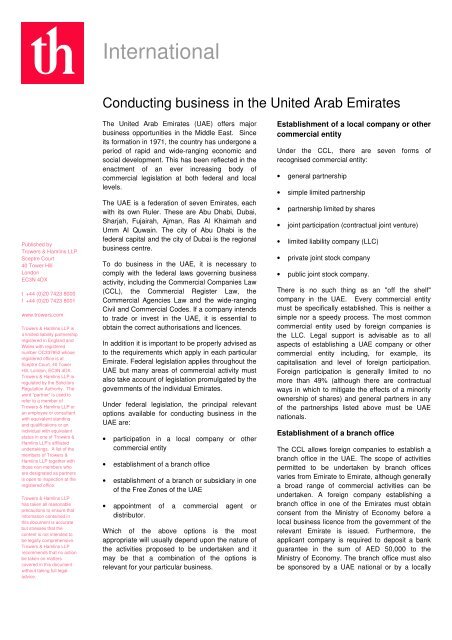 Trowers & Hamlins LLP London, United Kingdom Office