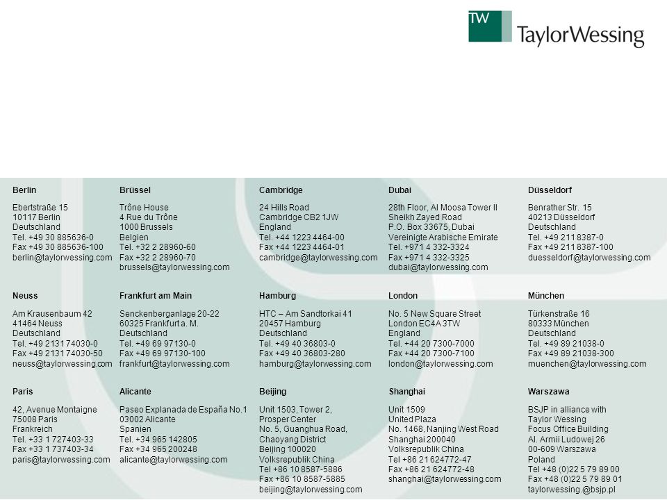 Taylor Wessing Alicante, Colombia Office