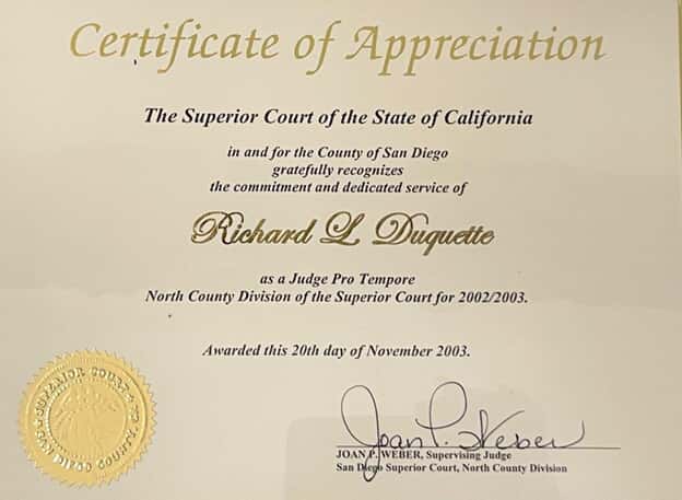 Law Firm of Richard L. Duquette Carlsbad, CA Office