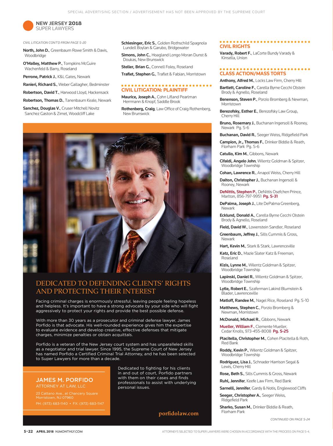 James M. Porfido Law Offices Morristown, NJ Office