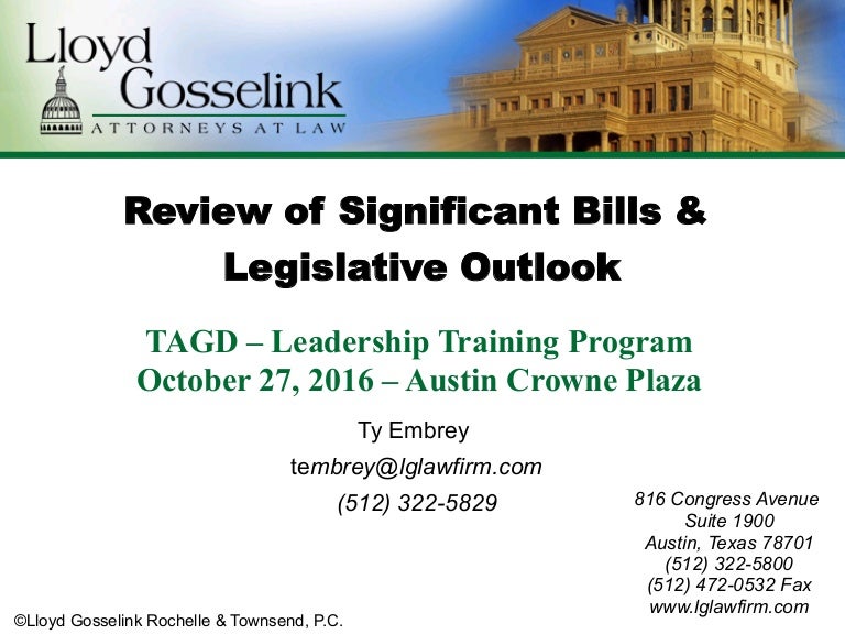 Lloyd Gosselink Rochelle & Townsend, P.C Austin, TX Office