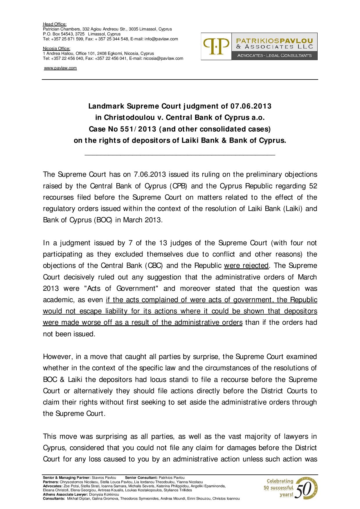 Patrikios Pavlou & Associates LLC Limassol, Cyprus Office