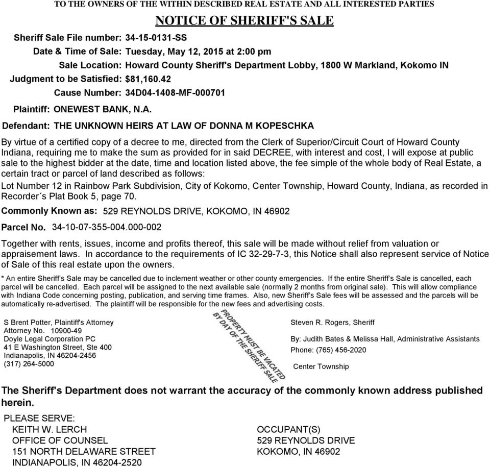 Doyle Legal Corporation, PC Indianapolis, IN Office