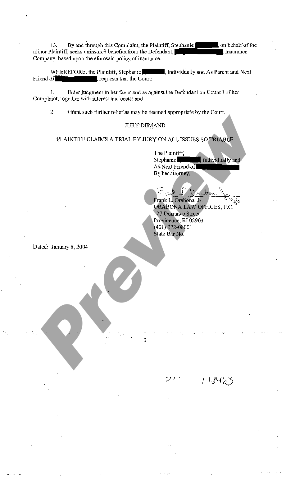 ORABONA LAW OFFICES, P.C Providence,  Office