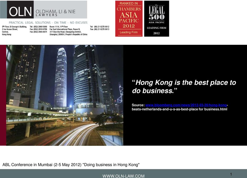 Oldham, Li & Nie Solicitors Shanghai, China Office