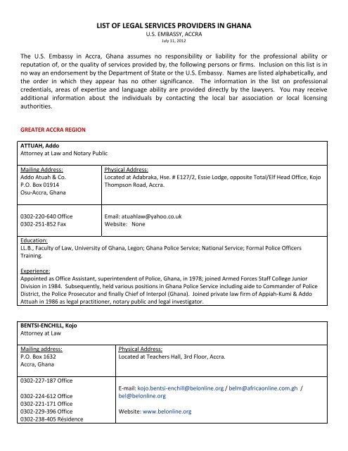 Bentsi-Enchill, Letsa & Ankomah Accra, Ghana Office