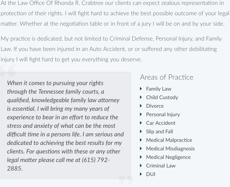 Rhonda R. Crabtree Attorney At Law Ashland City, TN Office