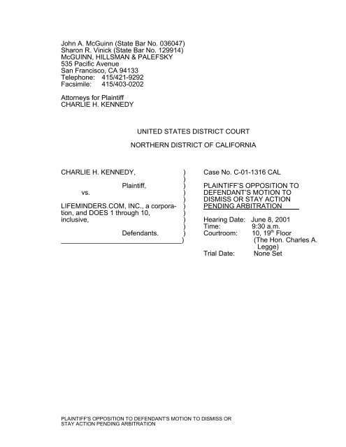 McGuinn, Hillsman & Palefsky San Francisco, CA Office