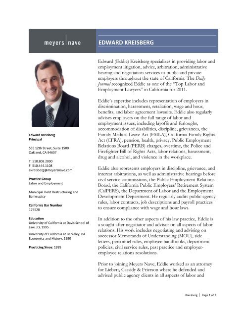 Meyers Nave, A Professional Corporation Oakland, CA Office