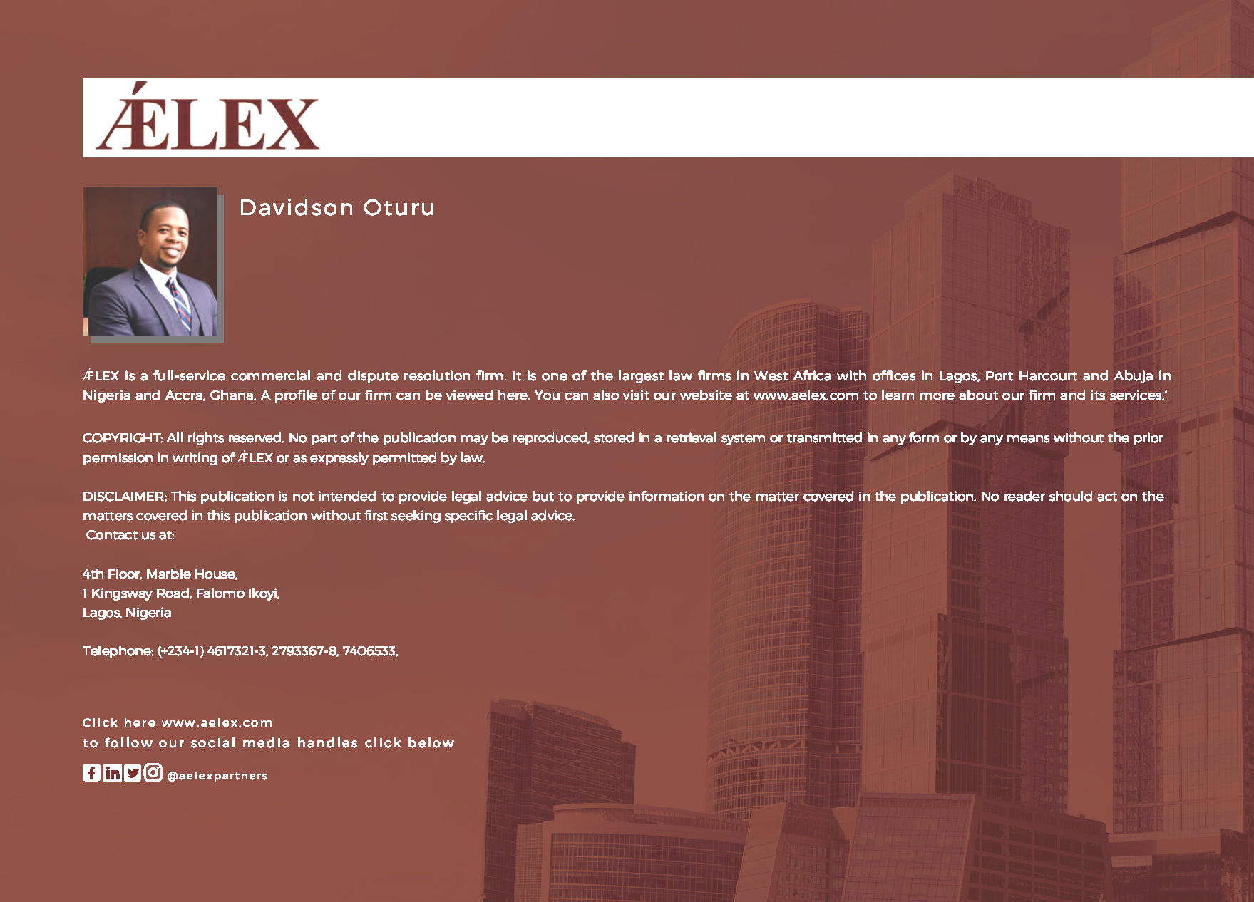 Aelex Lagos, Nigeria Office