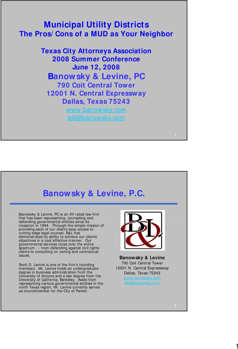Banowsky & Levine, PC Dallas, TX Office