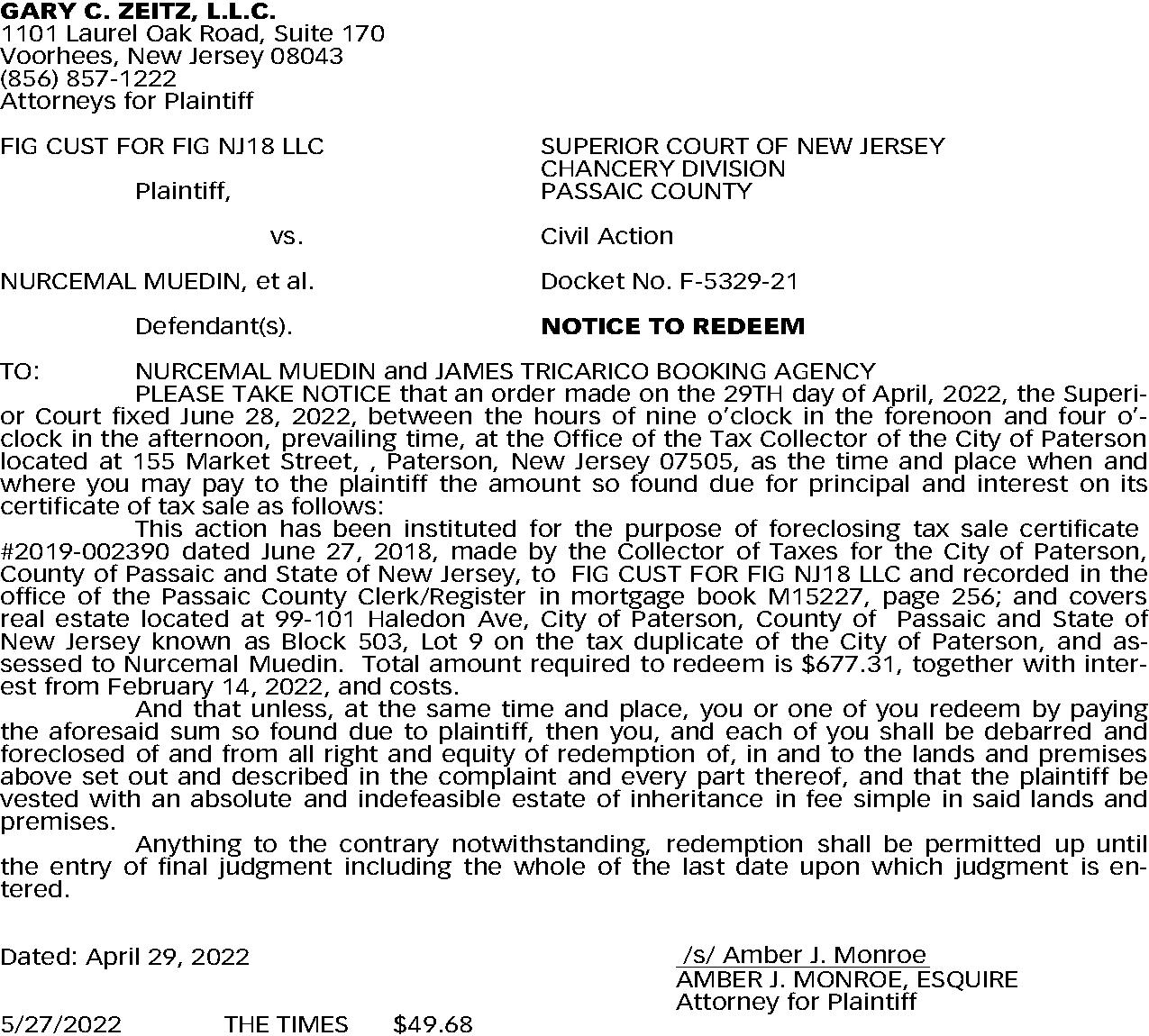 The Law Offices of Gary C. Zeitz, LLC Voorhees,  Office