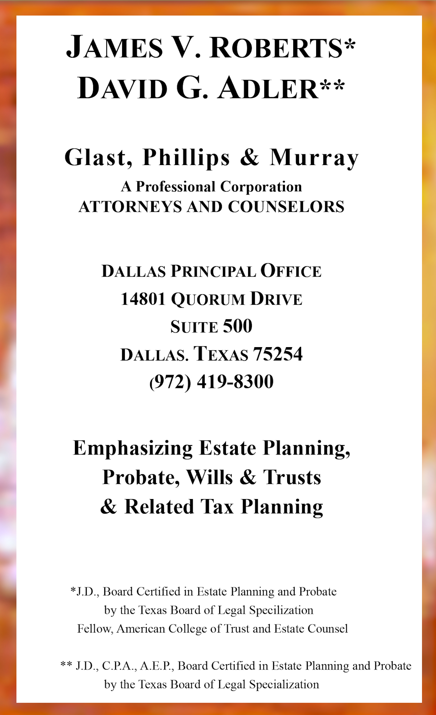 Glast, Phillips & Murray PC Dallas, TX Office