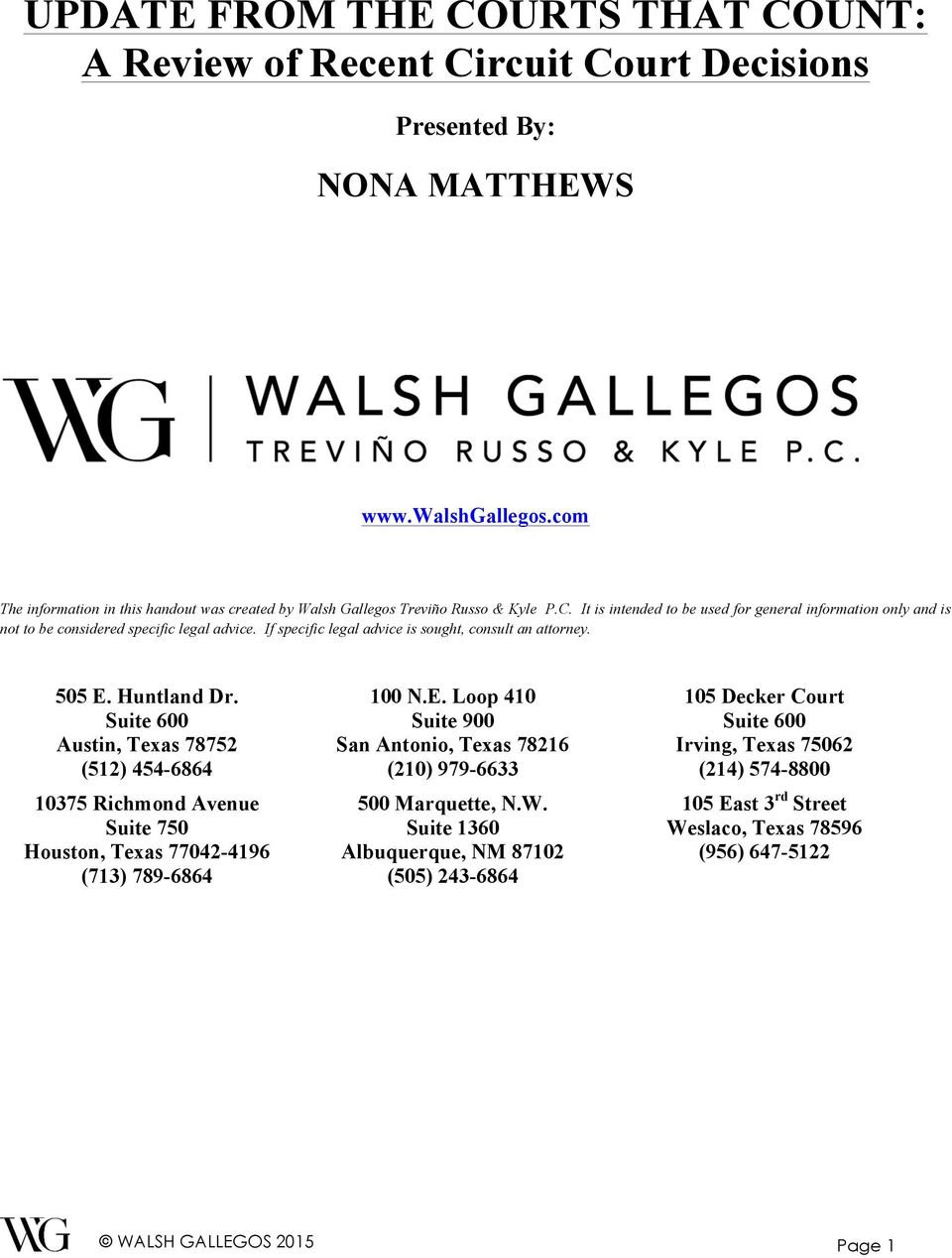 Walsh Gallegos San Antonio, TX Office
