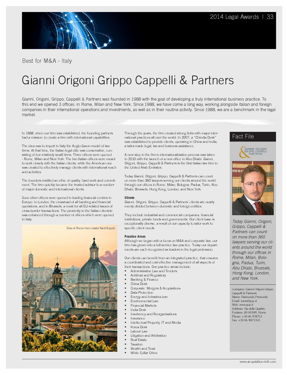 Gianni, Origoni, Grippo, Cappelli & Partners Fontane, Italy Office