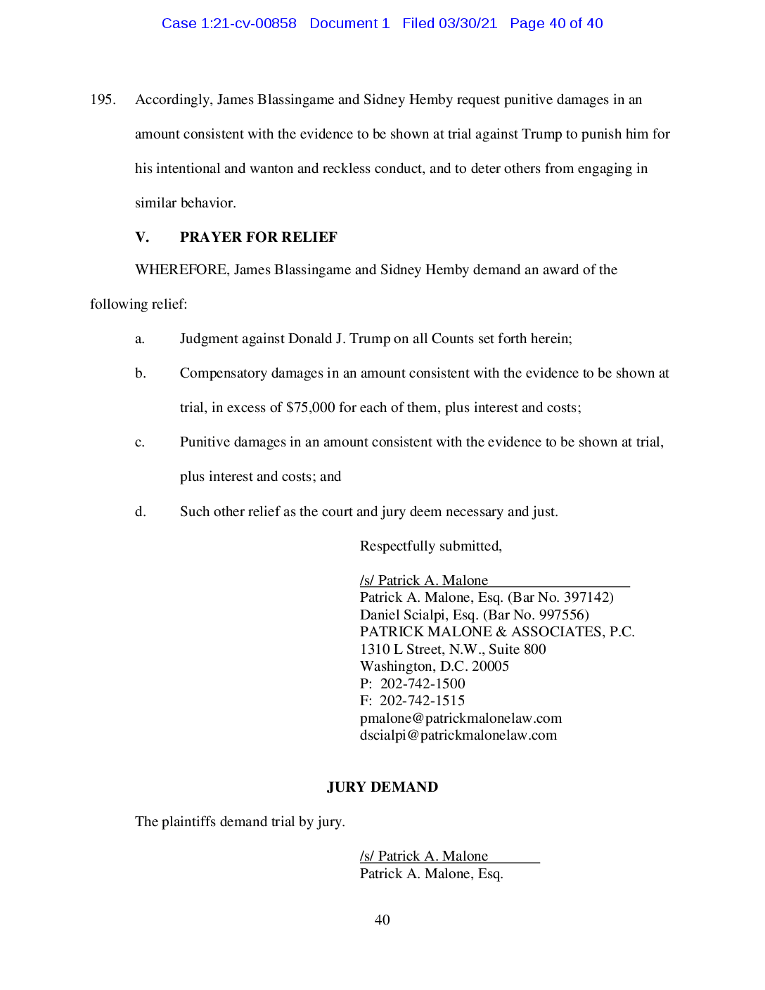 Patrick Malone & Associates, PC Washington, DC Office