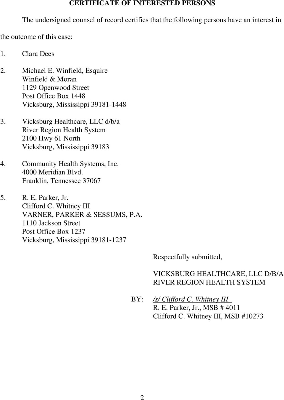 Varner, Parker & Sessums, PA Vicksburg, MS Office