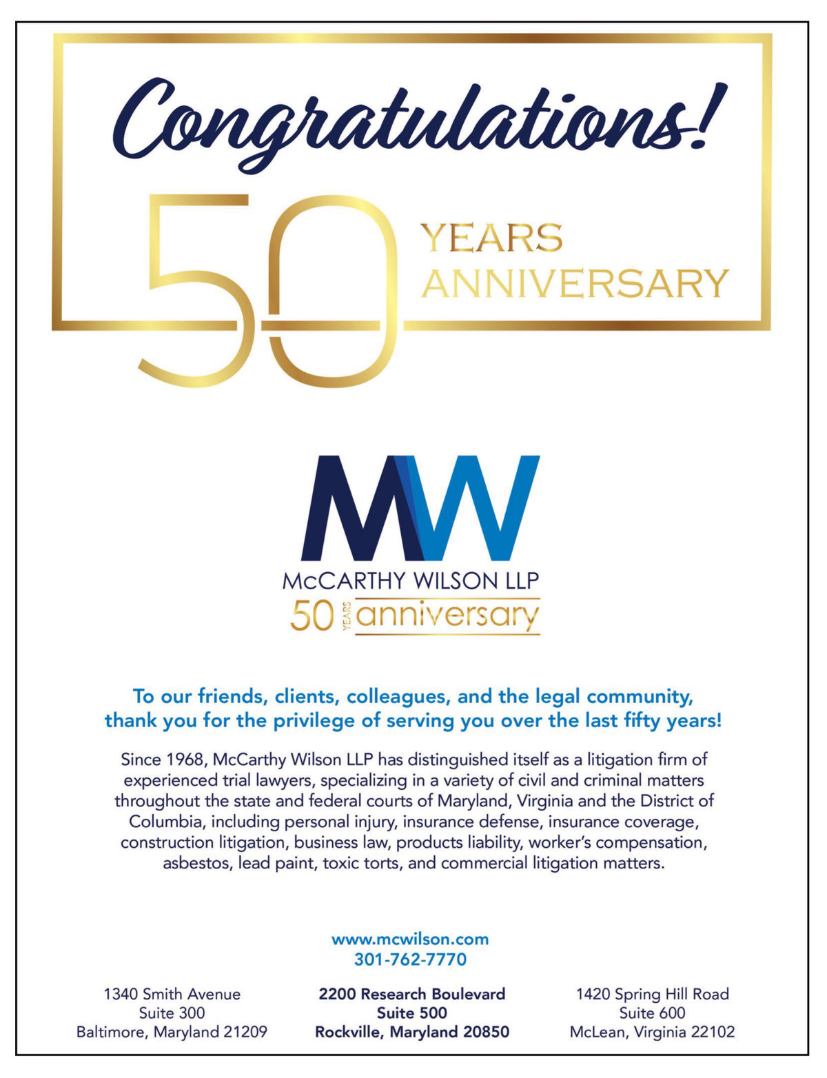 McCarthy Wilson LLP Baltimore, MD Office