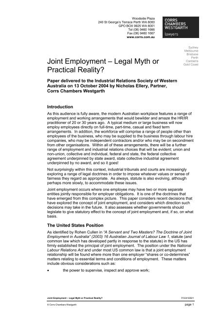 Corrs Chambers Westgarth Perth, Australia Office