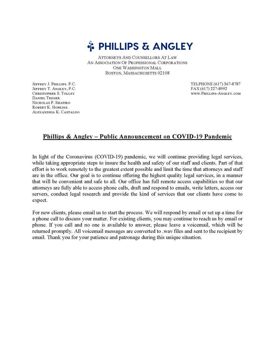 Phillips & Angley, Attorneys At Law Boston, MA Office