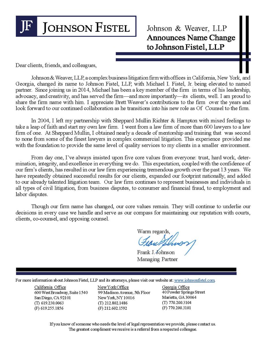 Johnson & Weaver, LLP Marietta, GA Office